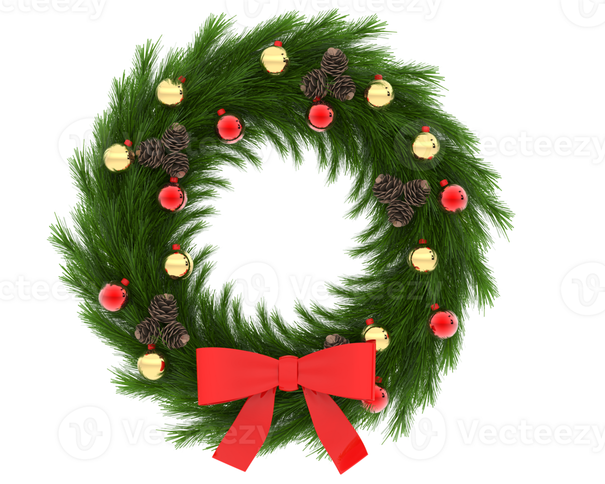 Christmas wreath isolated on background. 3d rendering - illustration png
