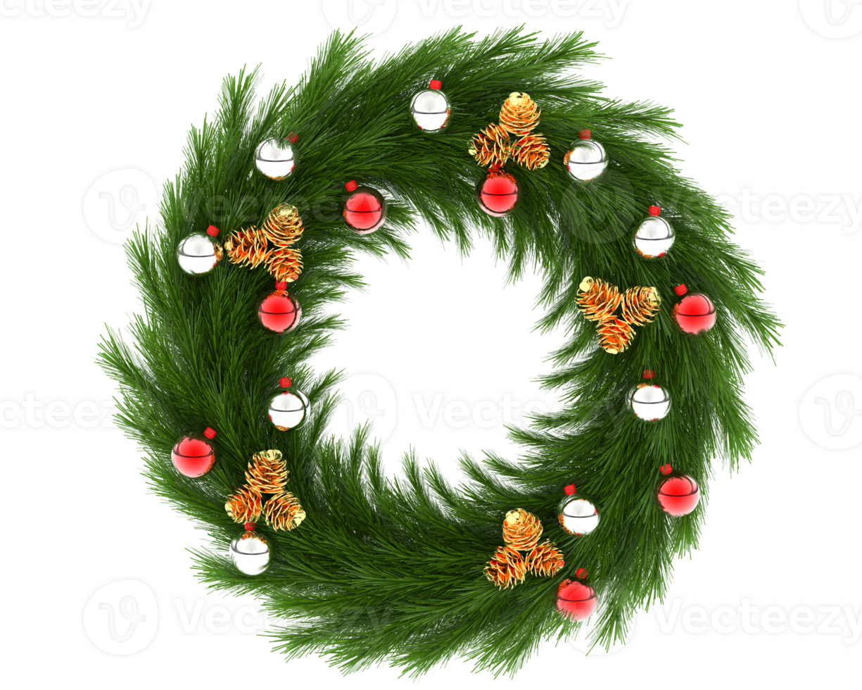 Christmas wreath isolated on background. 3d rendering - illustration png