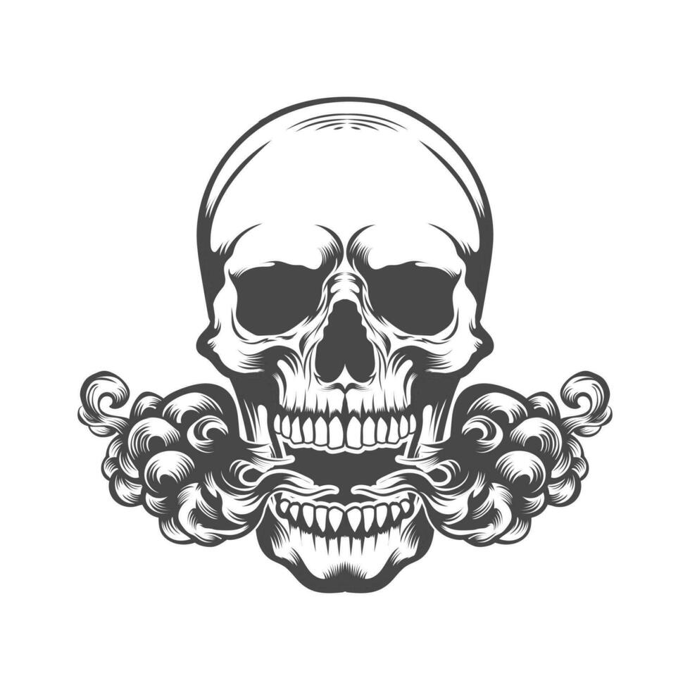 skull and smoke vector design