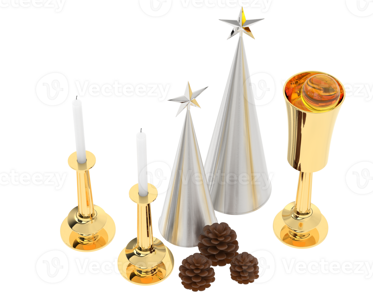 Christmas table decoration isolated on background. 3d rendering - illustration png
