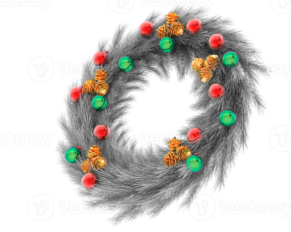 Christmas wreath isolated on background. 3d rendering - illustration png