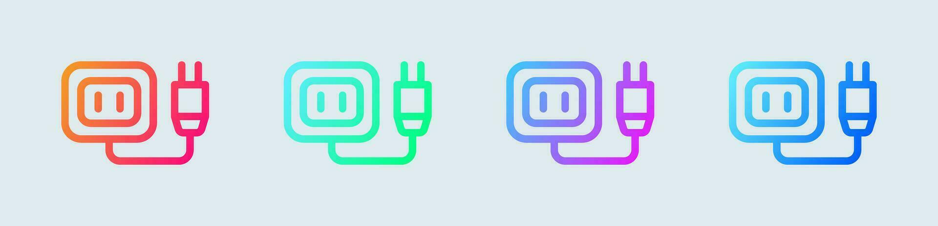 Socket line icon in gradient colors. Power plug signs vector illustration.