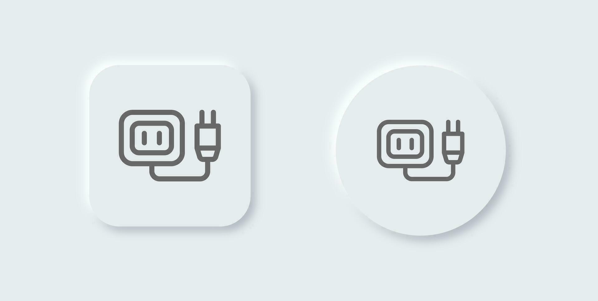 Socket line icon in neomorphic design style. Power plug signs vector illustration.