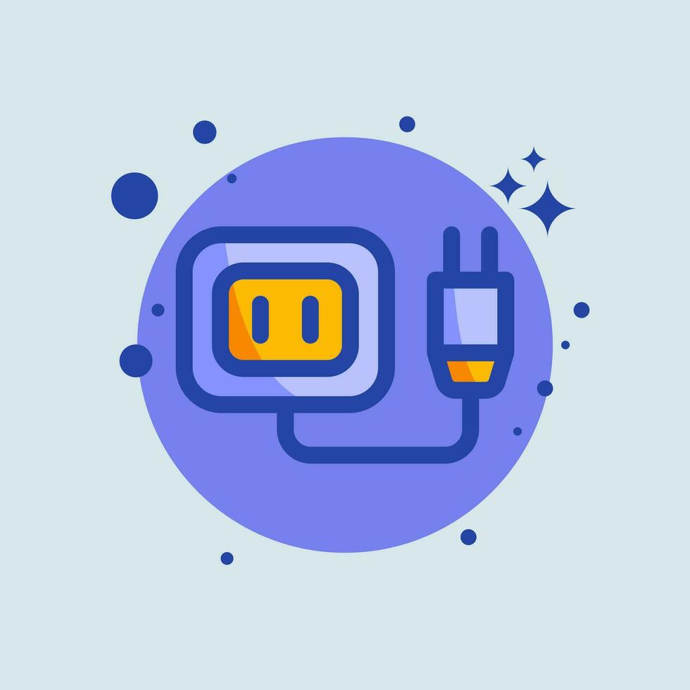 Socket flat illustration. Power plug signs vector illustration.