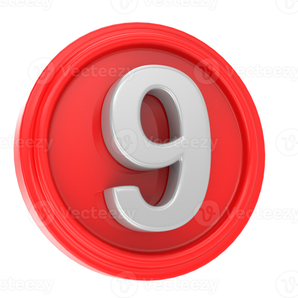 3d Render Number 9 png