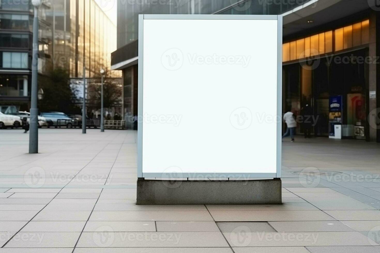AI generated empty white billboard for mockup in street photo