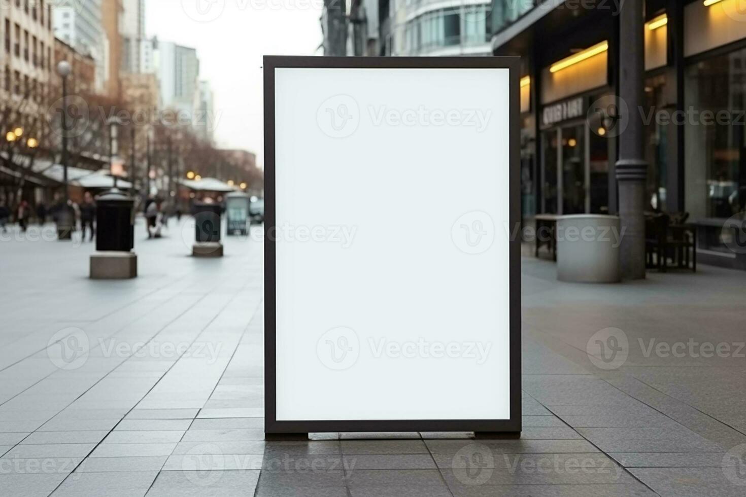 AI generated empty white billboard for mockup in street photo