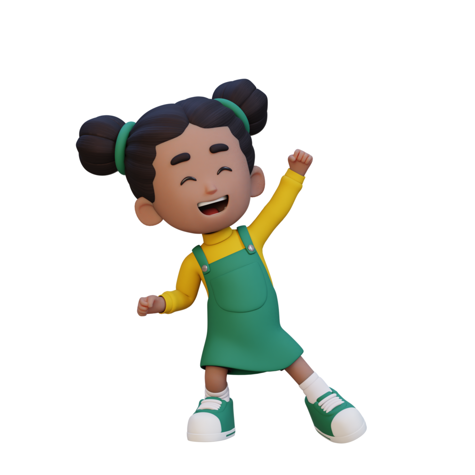 3D cute girl in happy pose png