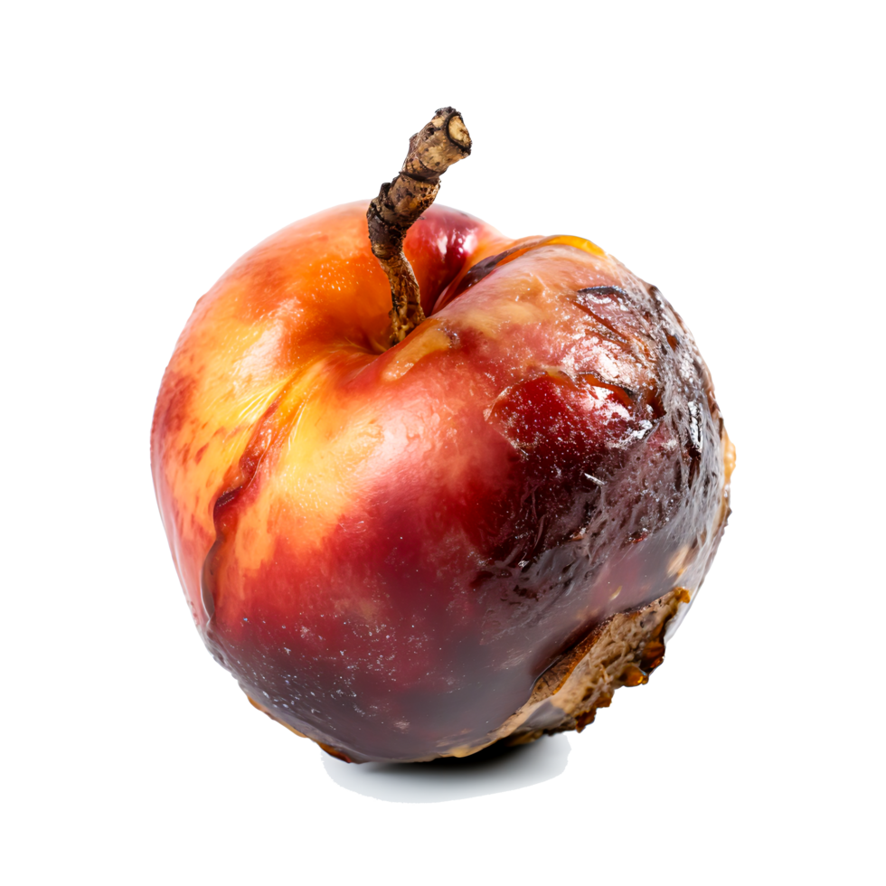 AI generated Decomposing Rotten Peach Unhealthy Eating Concept in Spoiled Fruit, Mold Growth png