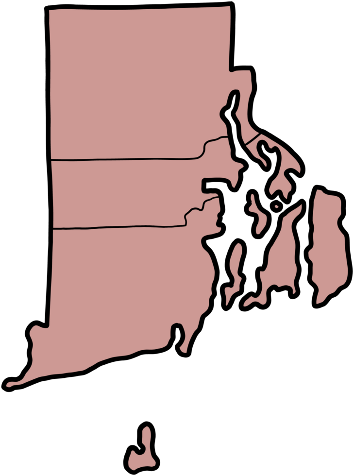 doodle freehand drawing of rhode island state map. png