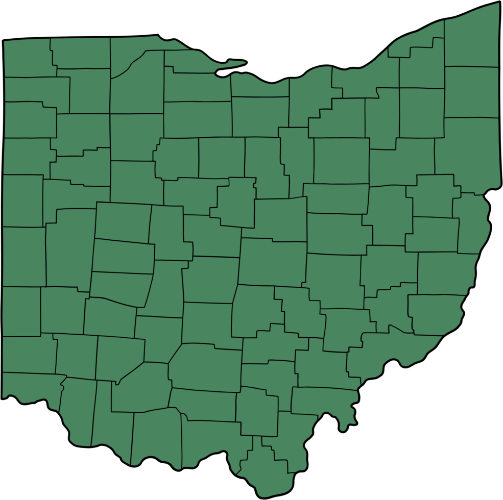 Gekritzel freihändig Zeichnung von Ohio Zustand Karte. png
