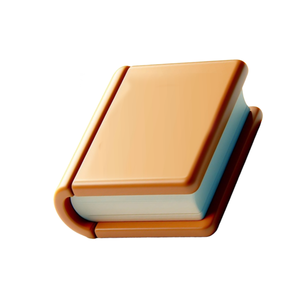 Book icon 3d render, accessories for learning. Signs of education, nobility, development. Cute plasticine style png