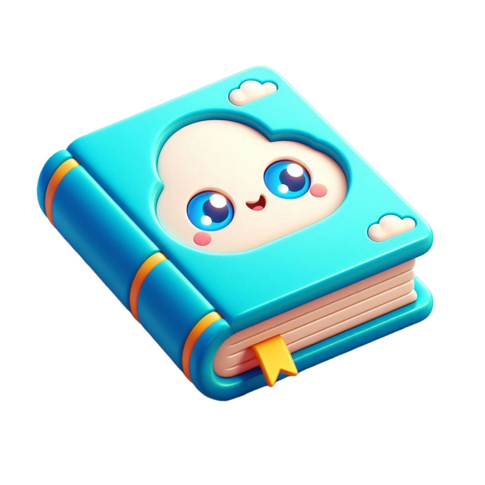 Book icon 3d render, accessories for learning. Signs of education, nobility, development. Cute plasticine style png