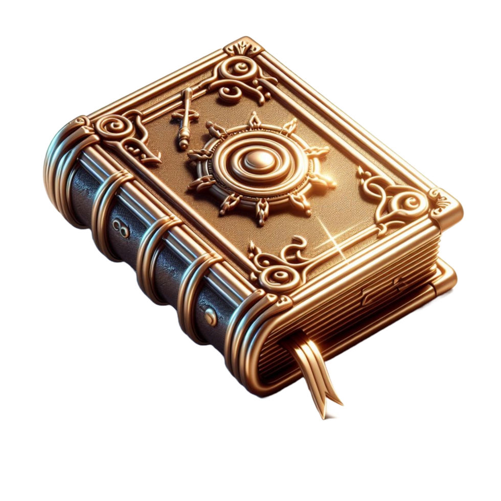 libros de magia hechizos y brujería, real rollos y pergaminos, antiguo arroz papel para computadora juego. hada cuento icono en dibujos animados estilo. aislado 3d hacer png