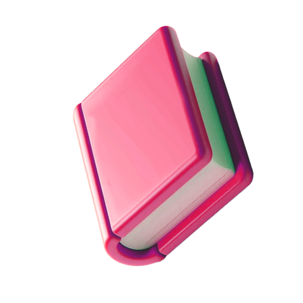 Book icon 3d render, accessories for learning. Signs of education, nobility, development. Cute plasticine style png