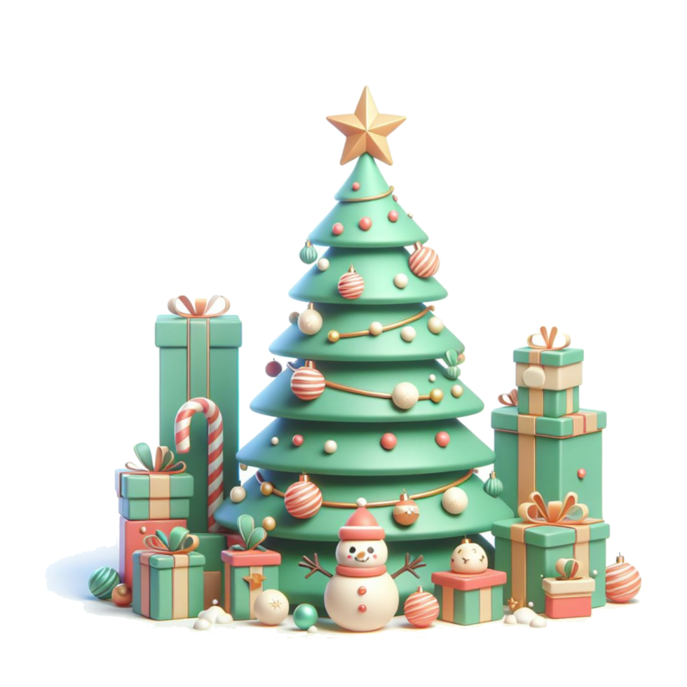 3d Christmas icons, Merry Christmas and Happy new year concept png