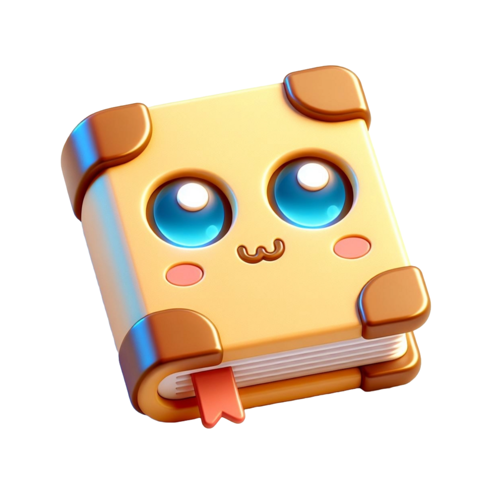 Book icon 3d render, accessories for learning. Signs of education, nobility, development. Cute plasticine style png