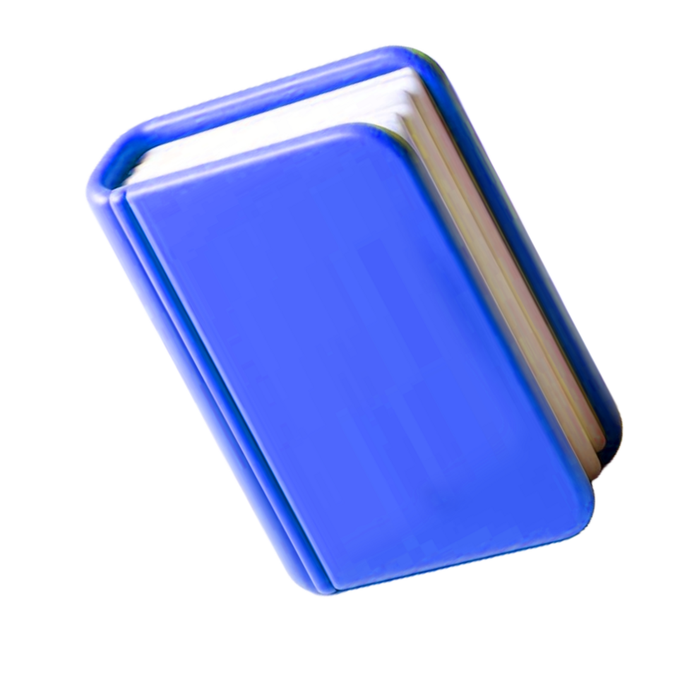 Book icon 3d render, accessories for learning. Signs of education, nobility, development. Cute plasticine style png