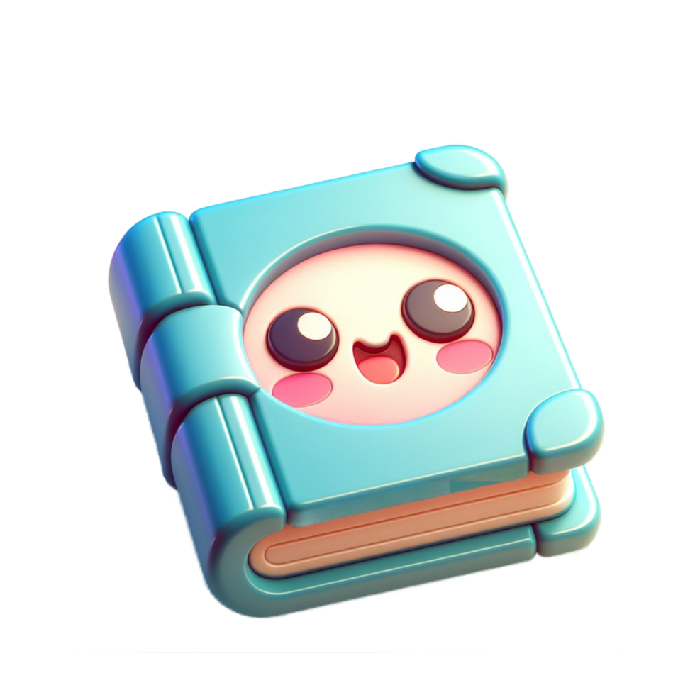 Book icon 3d render, accessories for learning. Signs of education, nobility, development. Cute plasticine style png