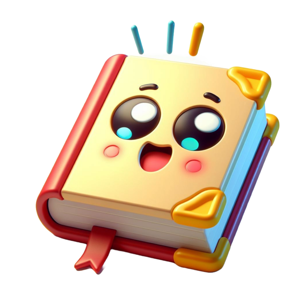 Book icon 3d render, accessories for learning. Signs of education, nobility, development. Cute plasticine style png