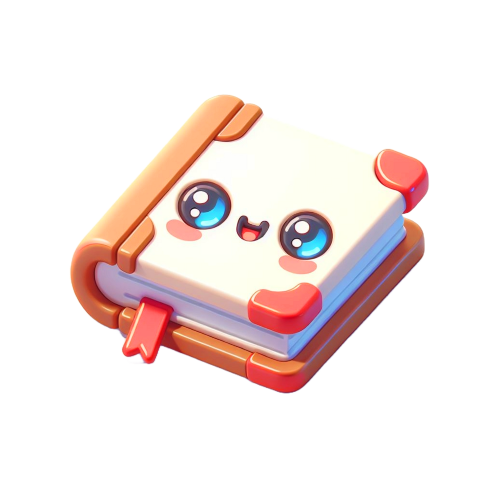 Book icon 3d render, accessories for learning. Signs of education, nobility, development. Cute plasticine style png