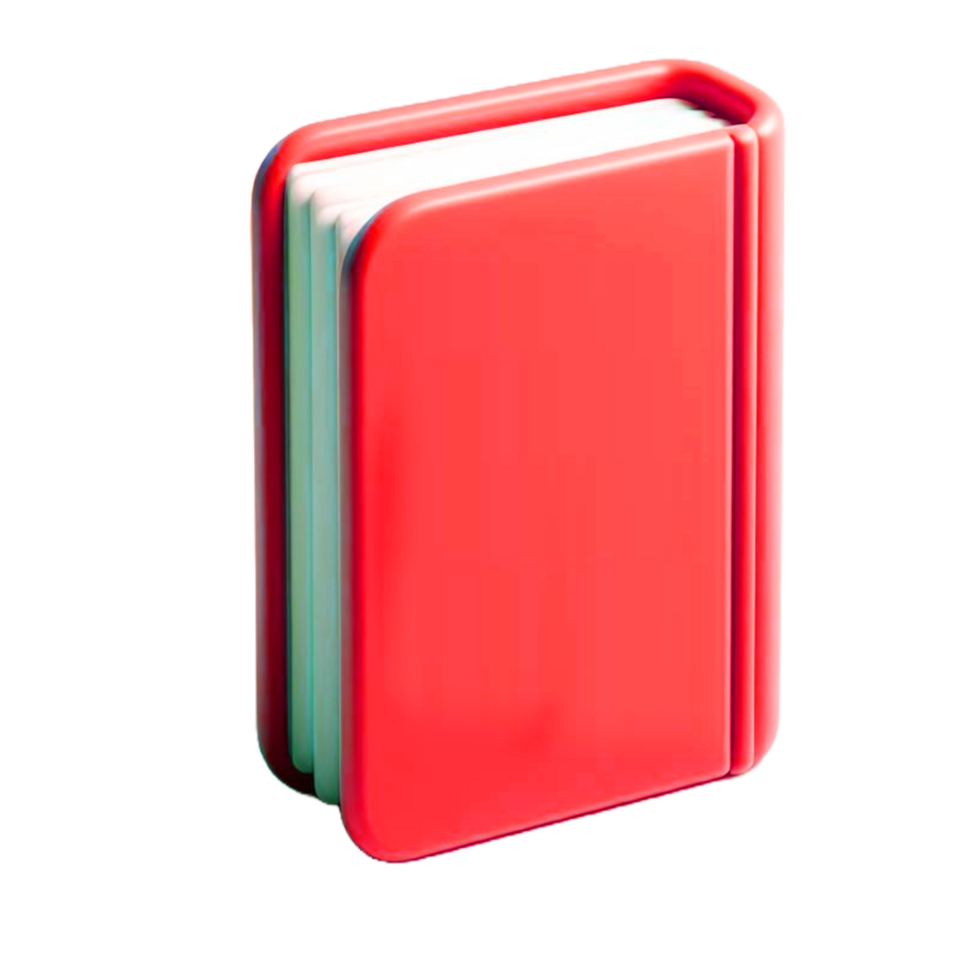 Book icon 3d render, accessories for learning. Signs of education, nobility, development. Cute plasticine style png