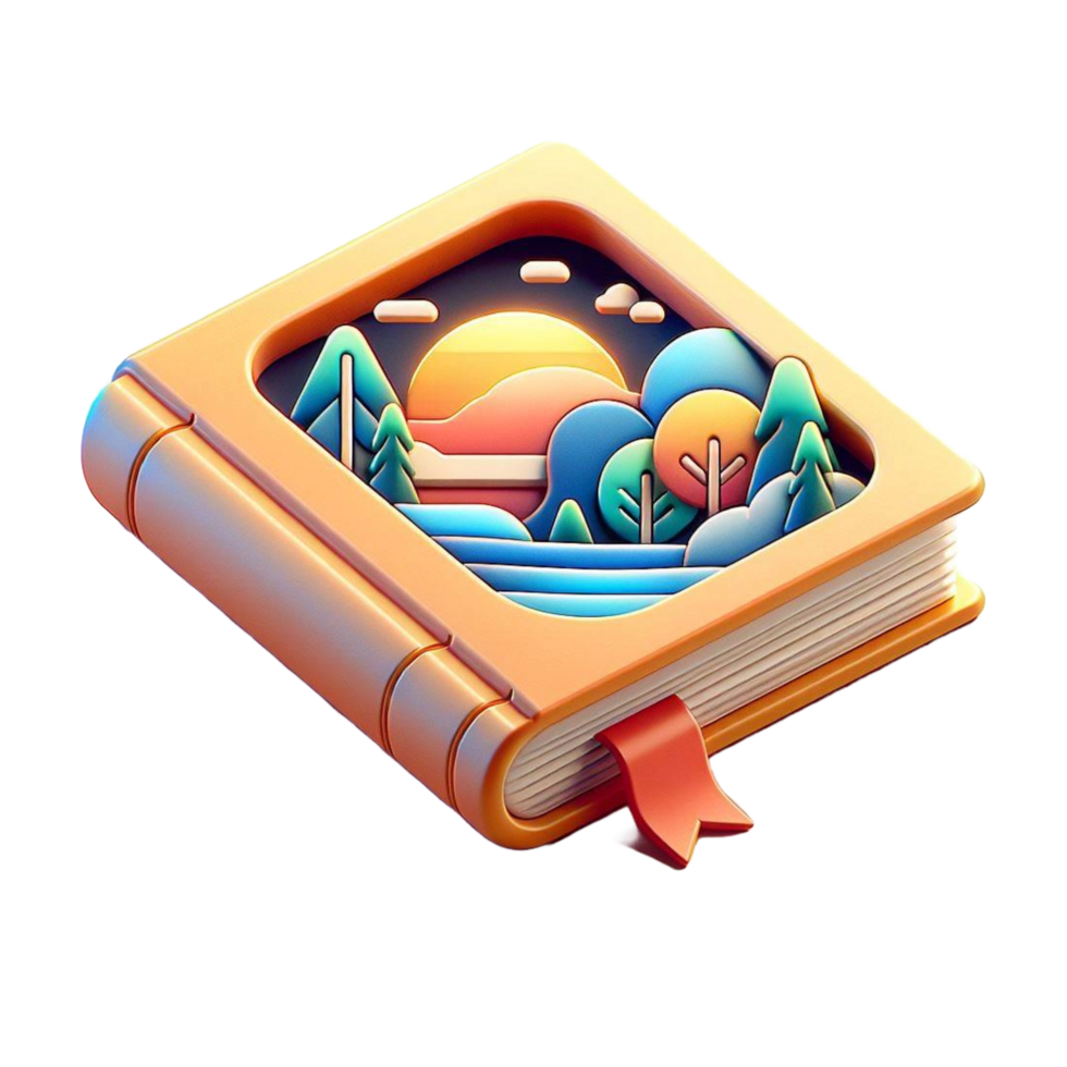 Book icon 3d render, accessories for learning. Signs of education, nobility, development. Cute plasticine style png