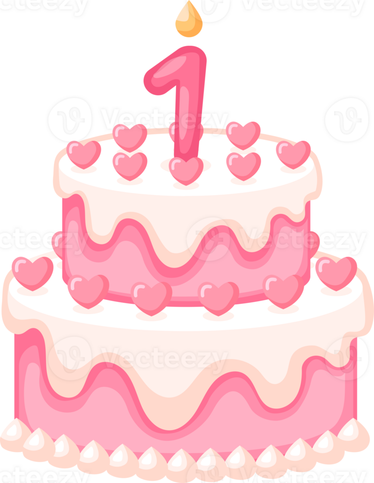 Love Birthday Cake With Candle Number 1 Illustration png