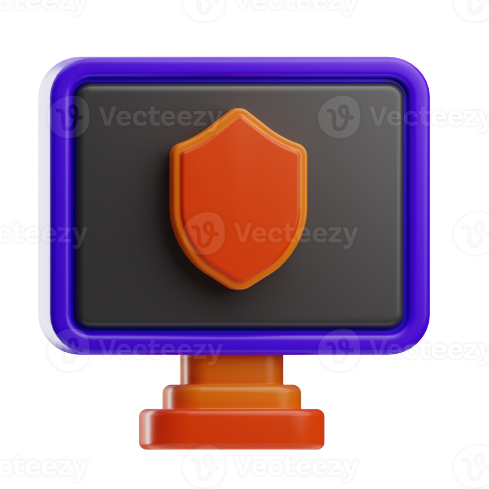 Security Object Secure Computer 3D Illustration png