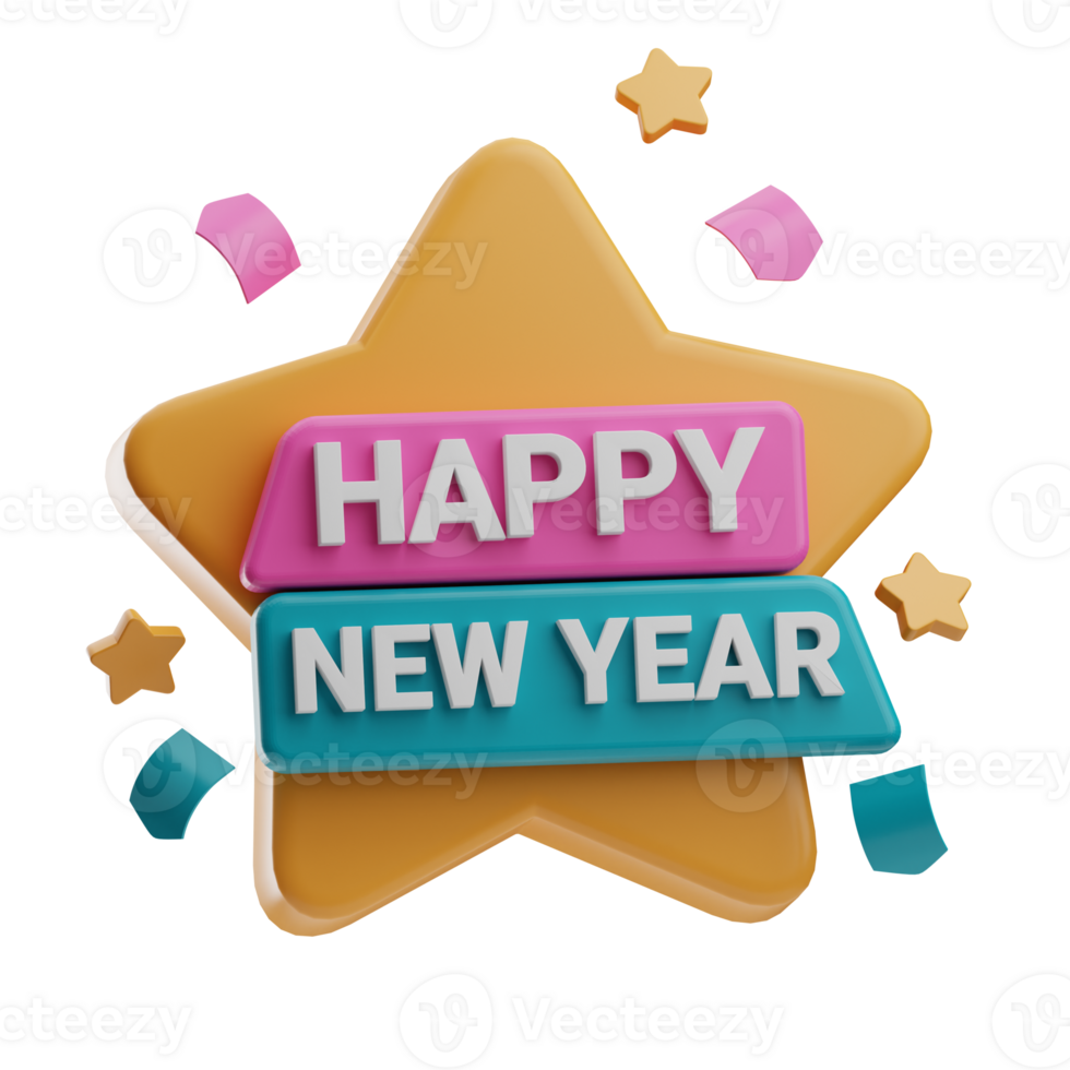 Happy New Year Object Happy New Year 3D Illustration png