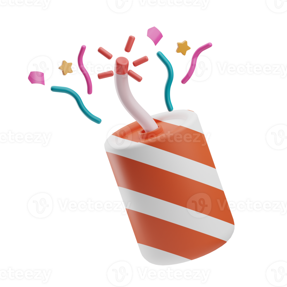 Happy New Year Object Firecracker 3D Illustration png