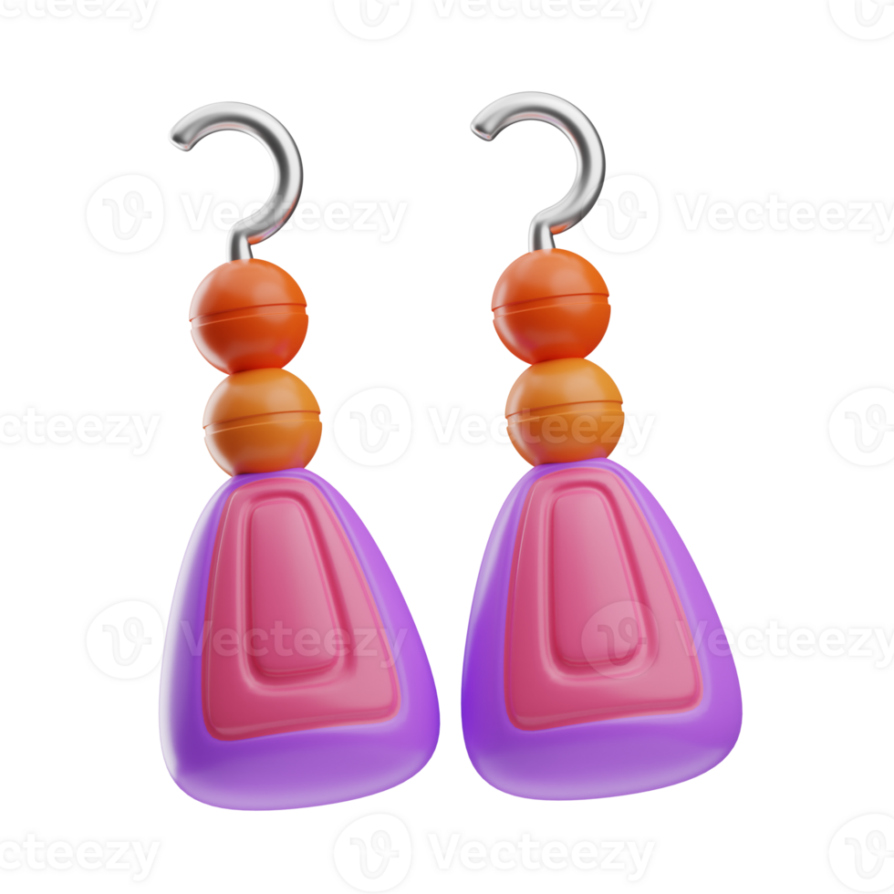 Beauty and fashion object Earring 3D Illustration png