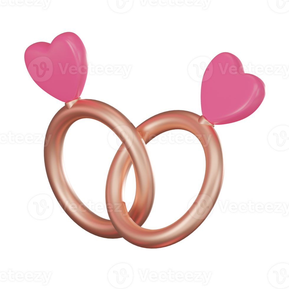 Eternal Love of Engagement Ring for Valentine's Day 3D render png