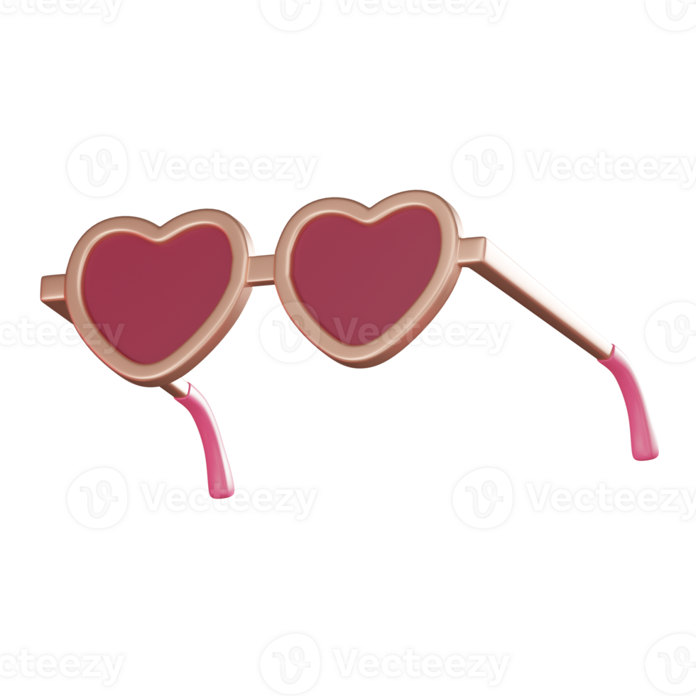 Valentine's Day Sunglasses for Love Celebration. 3D render png