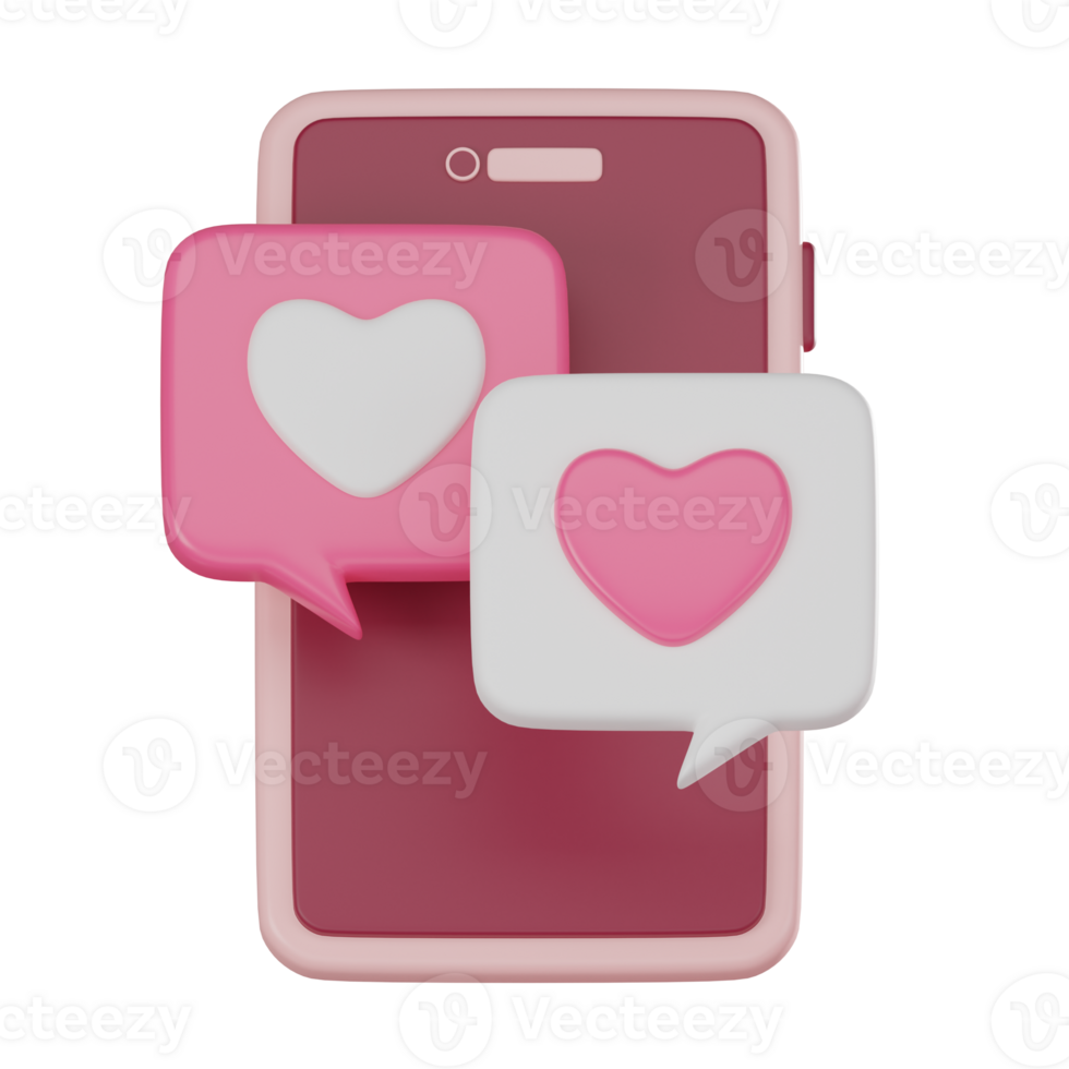 Love Chat Connections, 3D Icon for Valentine's Day Dialog and Social Romance. 3D render. png