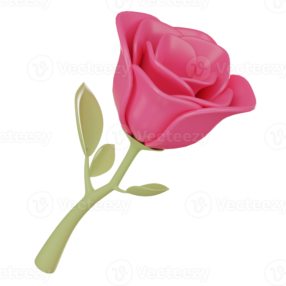 Rose Flower Icon for Valentine's Day Celebration. 3D render. png