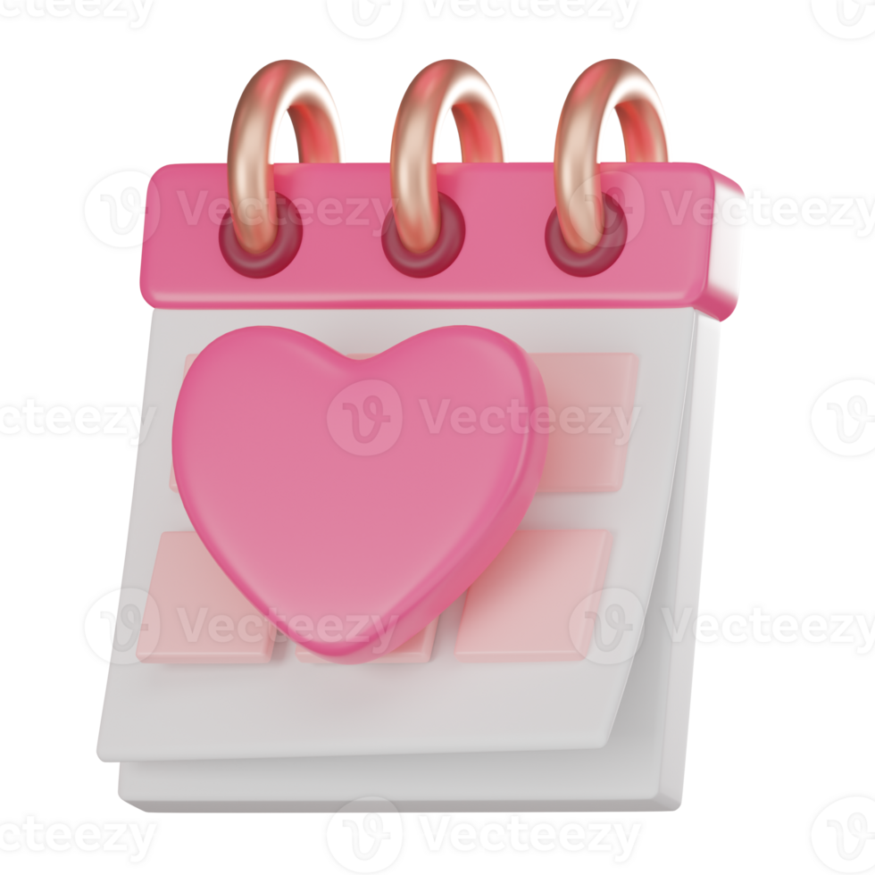 Valentine's Day Calendar Icon for Romantic Planning. 3D render. png