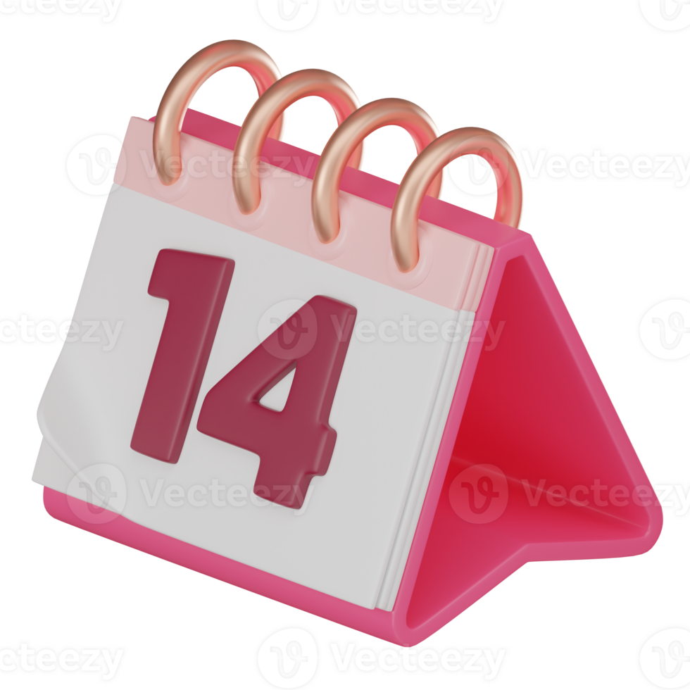 Valentine's Day Calendar Icon for Romantic Planning. 3D render. png