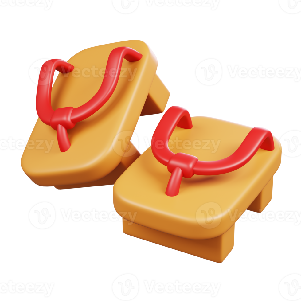Japanese Sandal Isolated. Symbols Icons And Culture Of Japan. 3D Render png