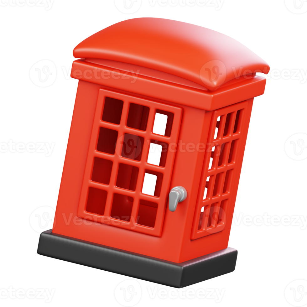 Telephone Box Isolated. Symbols Icons And Culture Of England. 3D Rendering png