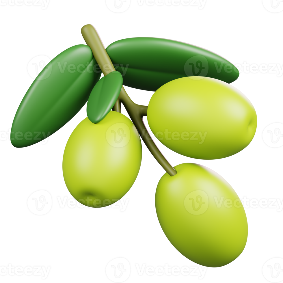 Olive Fruits Isolated. Symbols Icons And Culture Of Italy. 3D Render png