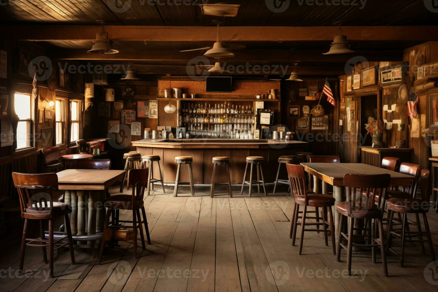 AI generated A photograph of quiet western saloon photo