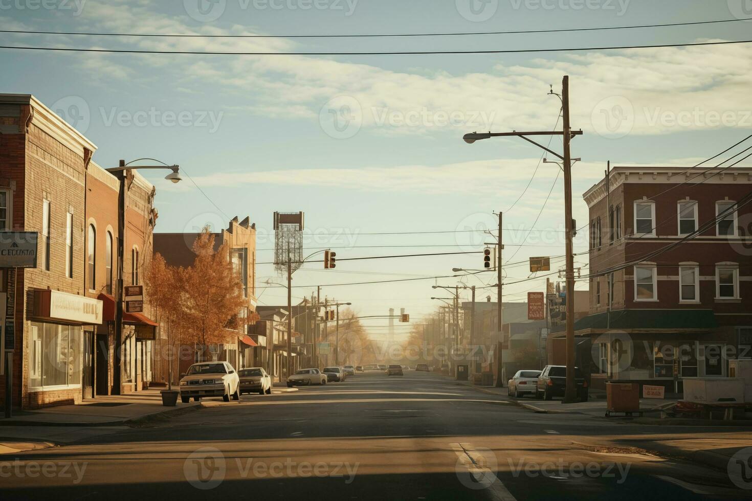 AI generated Photograph of quiet vintage american city photo