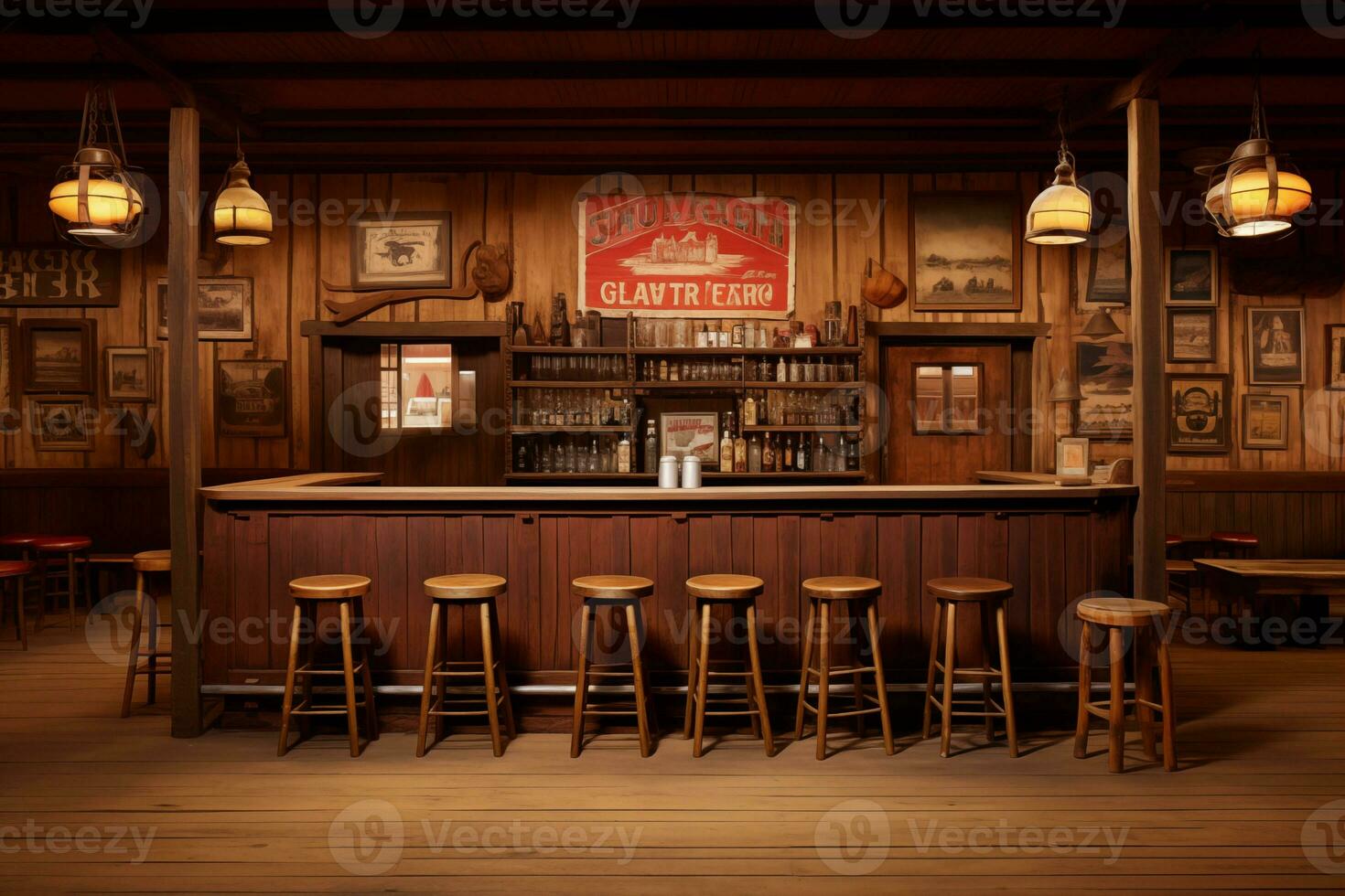 AI generated A photograph of quiet western saloon photo