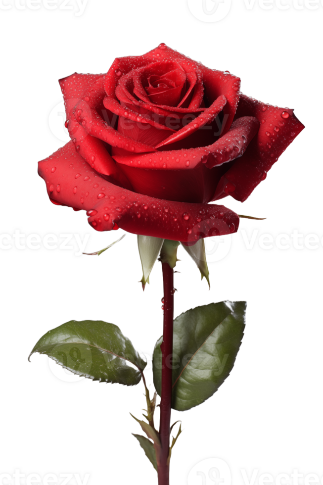 AI generated transparent image of rose flower with dew on it png