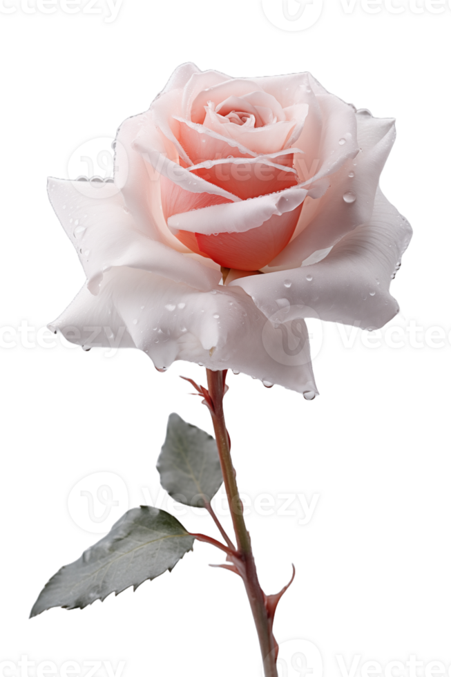AI generated transparent image of rose flower with dew on it png