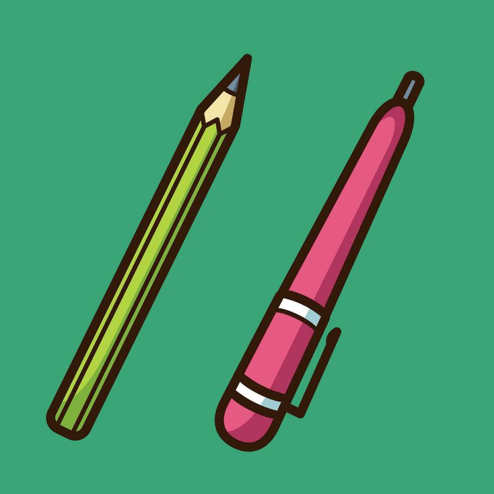 School Stationery Kit Vector Arts. Back to School stationery items for students simple icon design