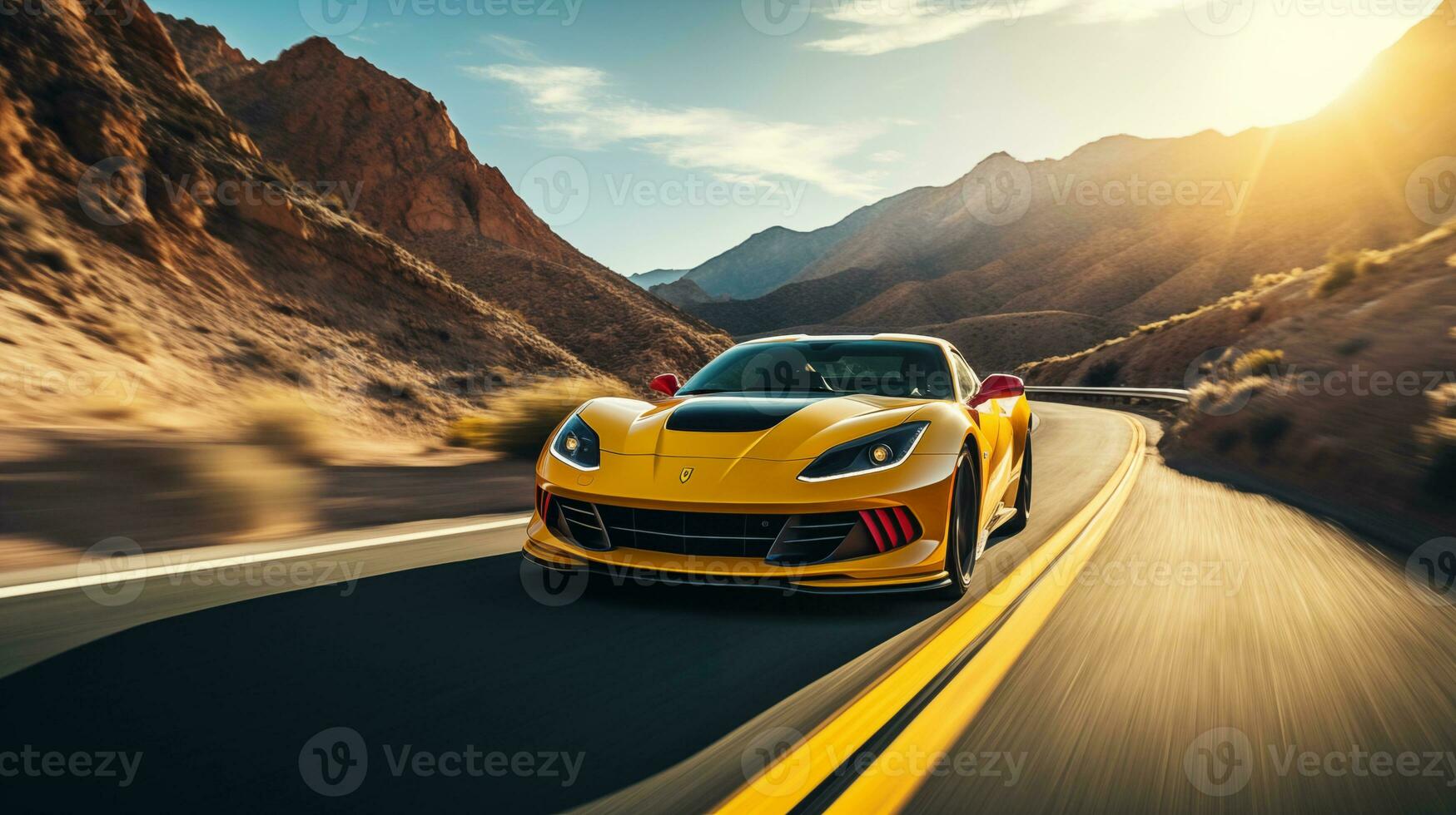 ai generado un alto motorizado Deportes coche cruces el autopista foto