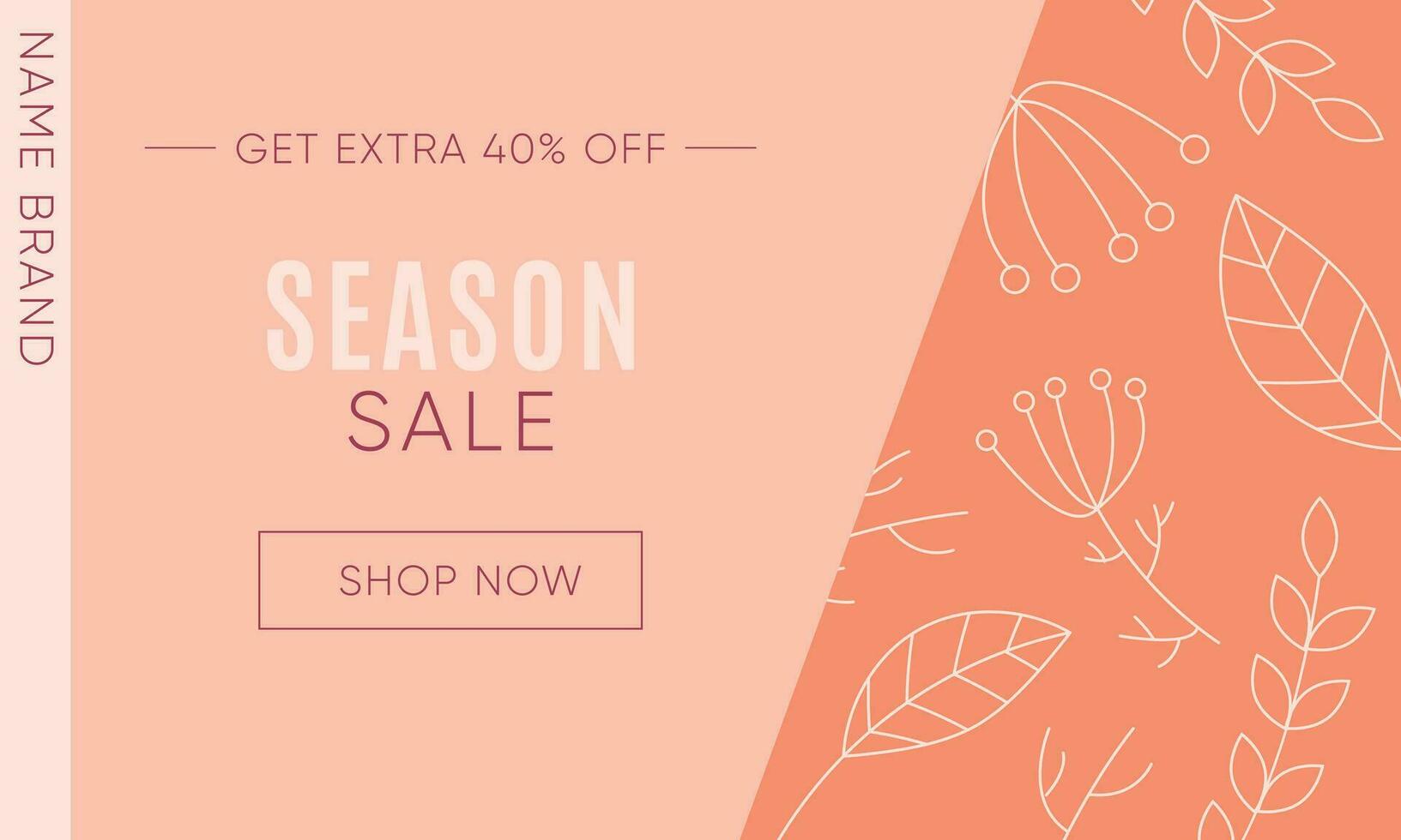 Creative season sale banner in trendy peach fuzz color with discount text vector
