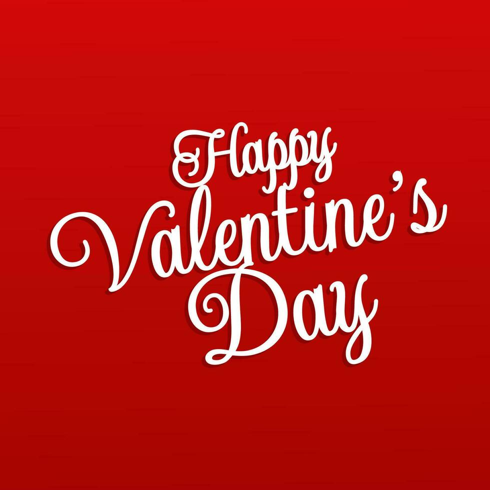 Happy Valentine's day typography text design on red background for greeting card, poster, social media post. Vector illustration